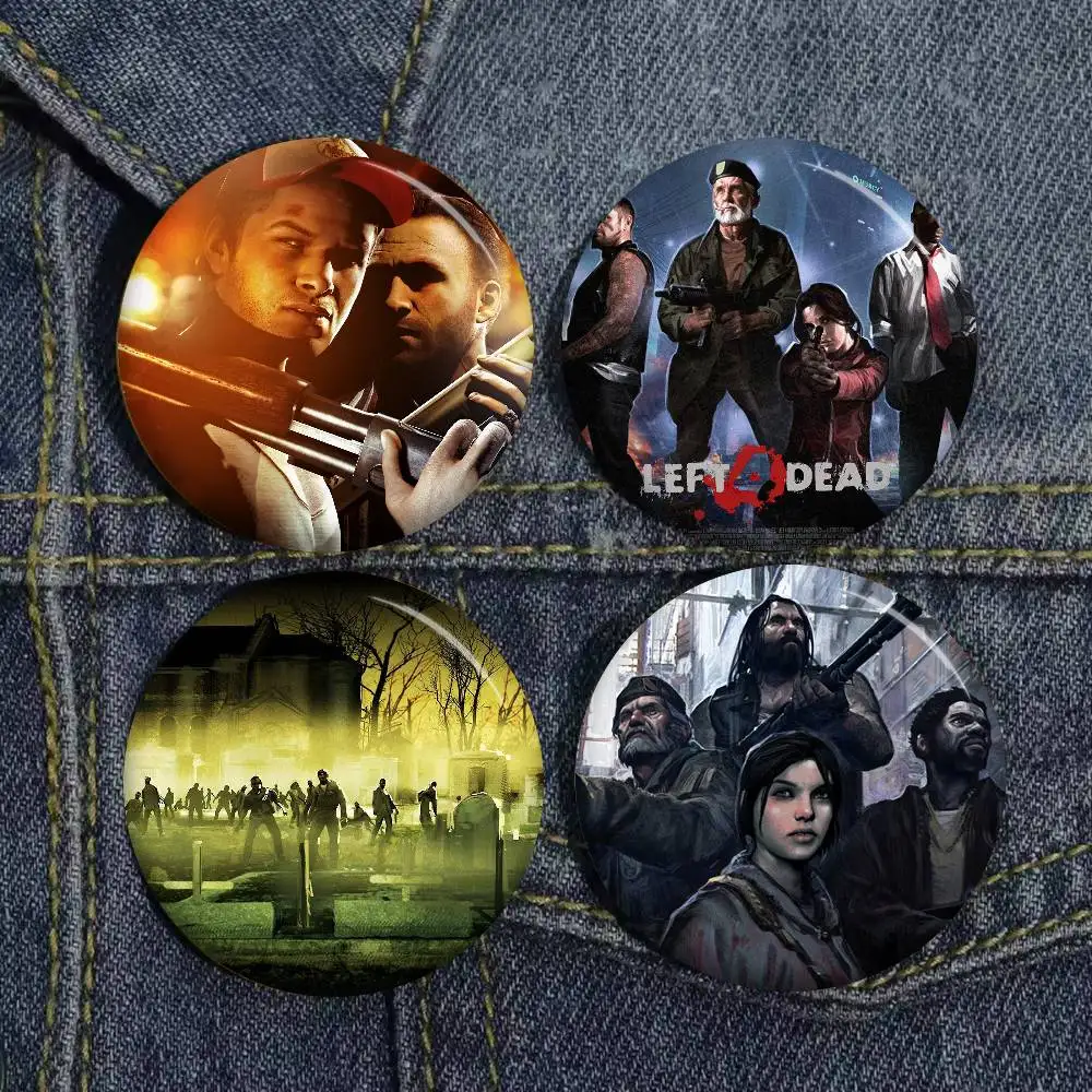 Action Game L-Left 4 Dead Creative Pins Funny Round Snap-in Brooch Badge Backpack Hat Accessories Jewelry Gifts for Friend