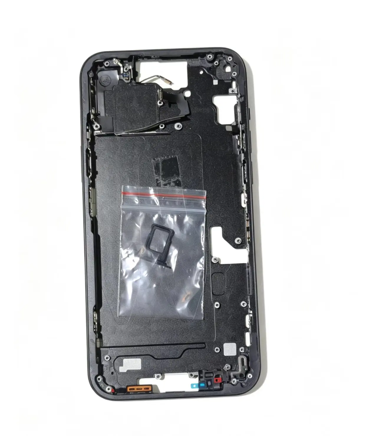 Middle Frame with Power Flex Cable & Charging Port Net for iPhone 15 Plus Replacement Repair Part, Not Include Back Glass