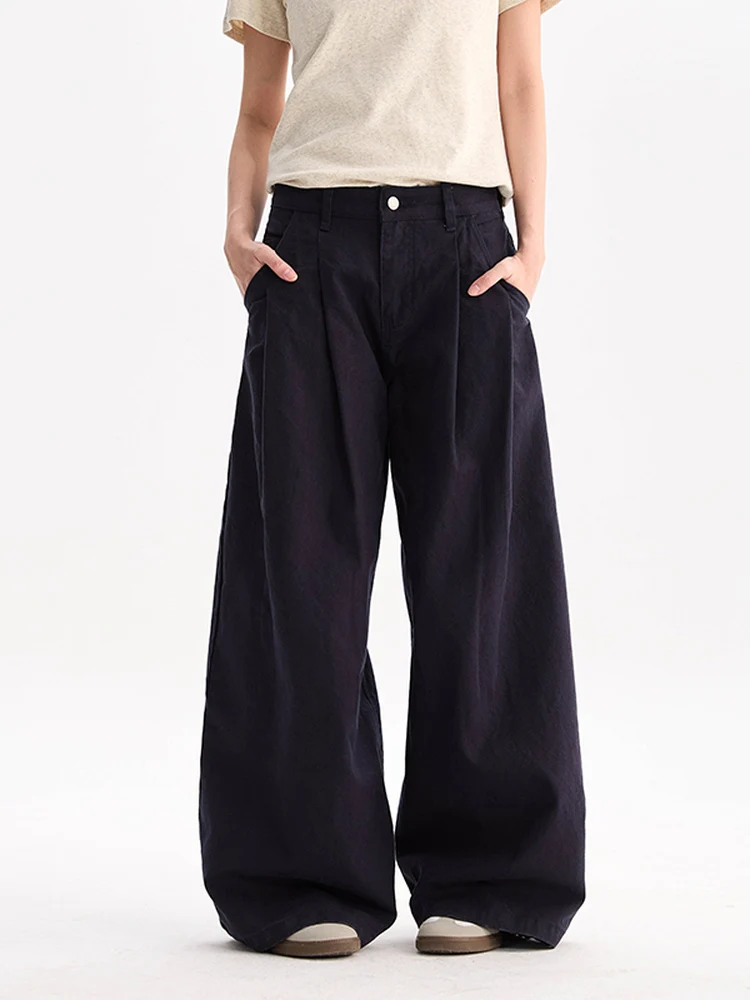 

Американские ретро-брюки с плиссировкой, повседневные, свободные, широкие штанины, унисекс, высококачественные, в стиле рабочей одежды, однотонные