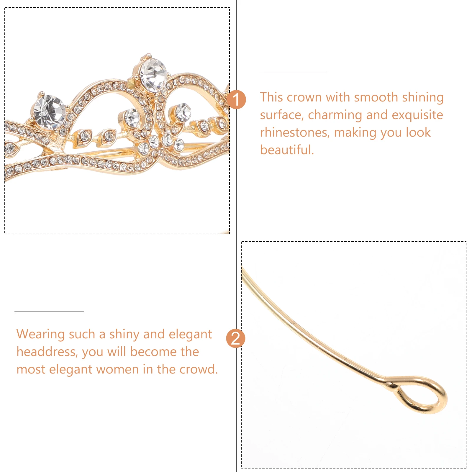 

Crystal Bridal Headwear Rhinestone Crowns Women Wedding Tiara Birthday Elegant Design Smooth Shining Surface Charm Photos Party