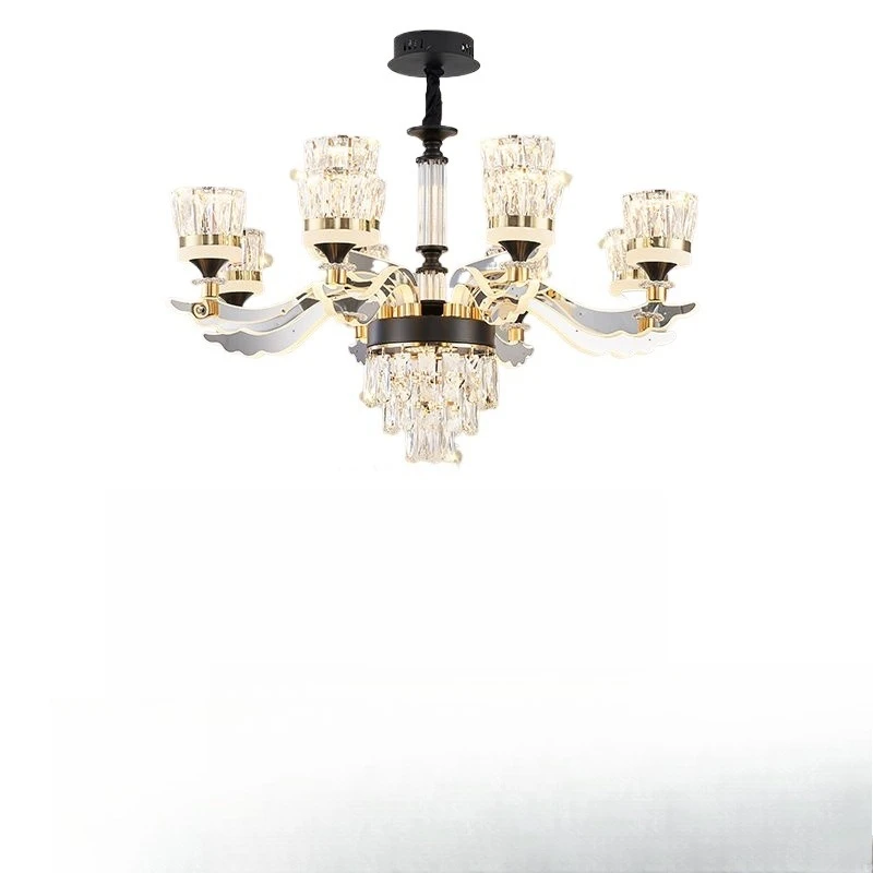 

Light Arm Luminous Crystal Living Room Chandelier Modern Light Luxury Hall Main Light Atmospheric High-end Lighting Combination