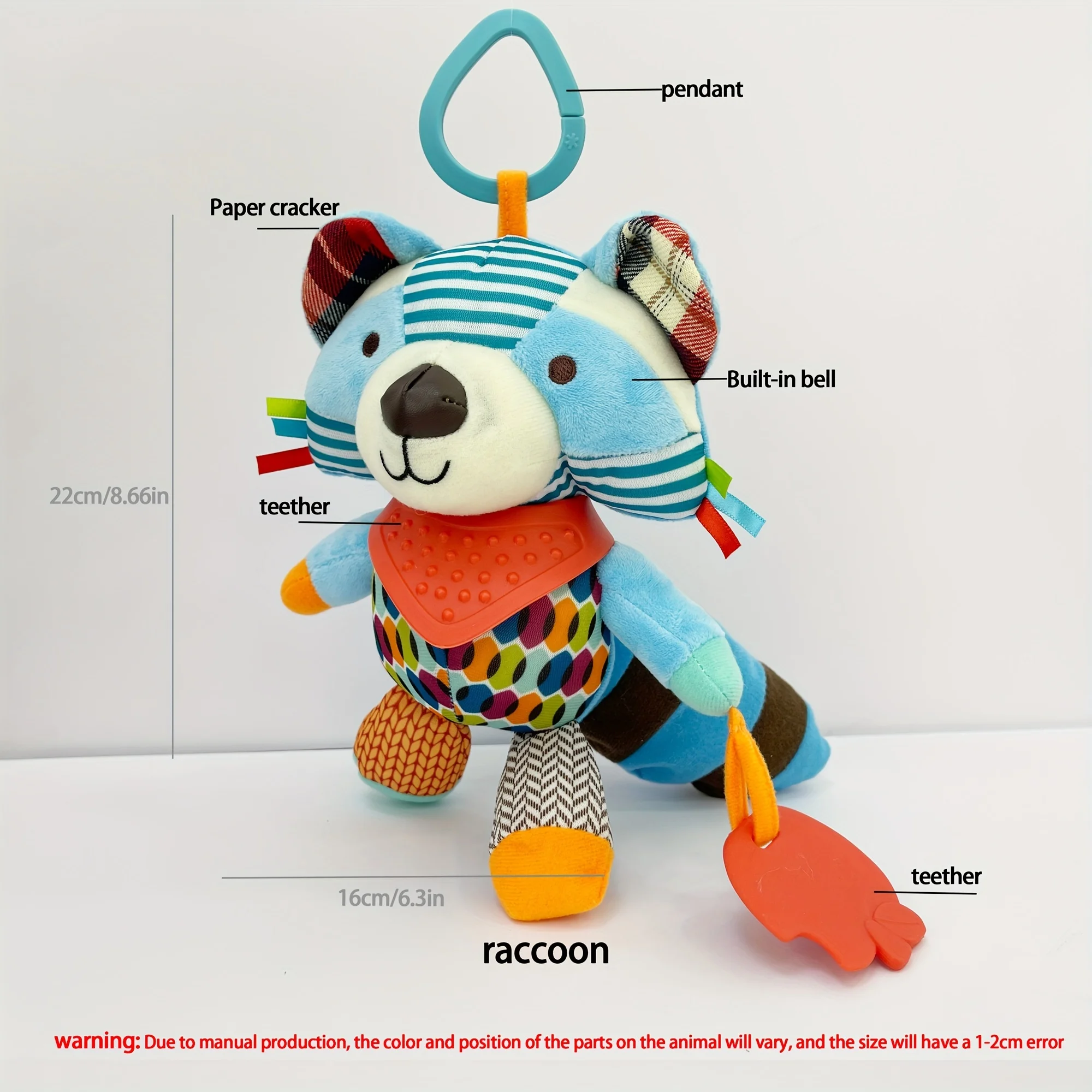 象、キツネ、ライオン、犬、アライグマの動物の赤ちゃんぬいぐるみは、ベビーカーにぶら下げたり、おもちゃや人形として、誕生日プレゼントに使用できます。