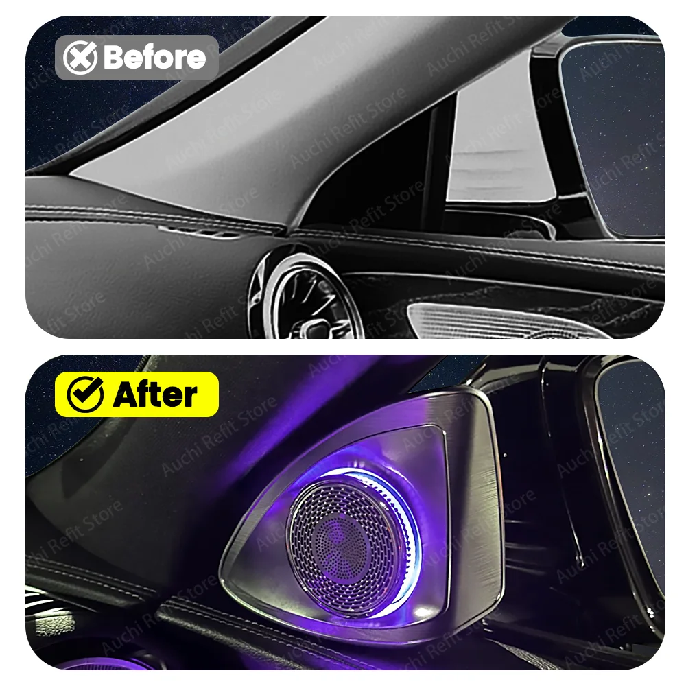 4D Rotating Tweeter 64 Color LED Ambient  Lighting For Mercedes-Benz CLS-class W257 C257 Horn Speaker Modification Accessories