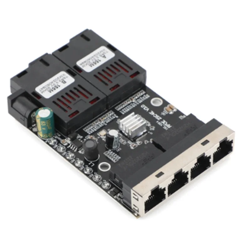 Оптоволоконный медиаконвертер 100 м 4 RJ45 To2 SC A + B Оптический разъем Оптоволоконный медиаконвертер