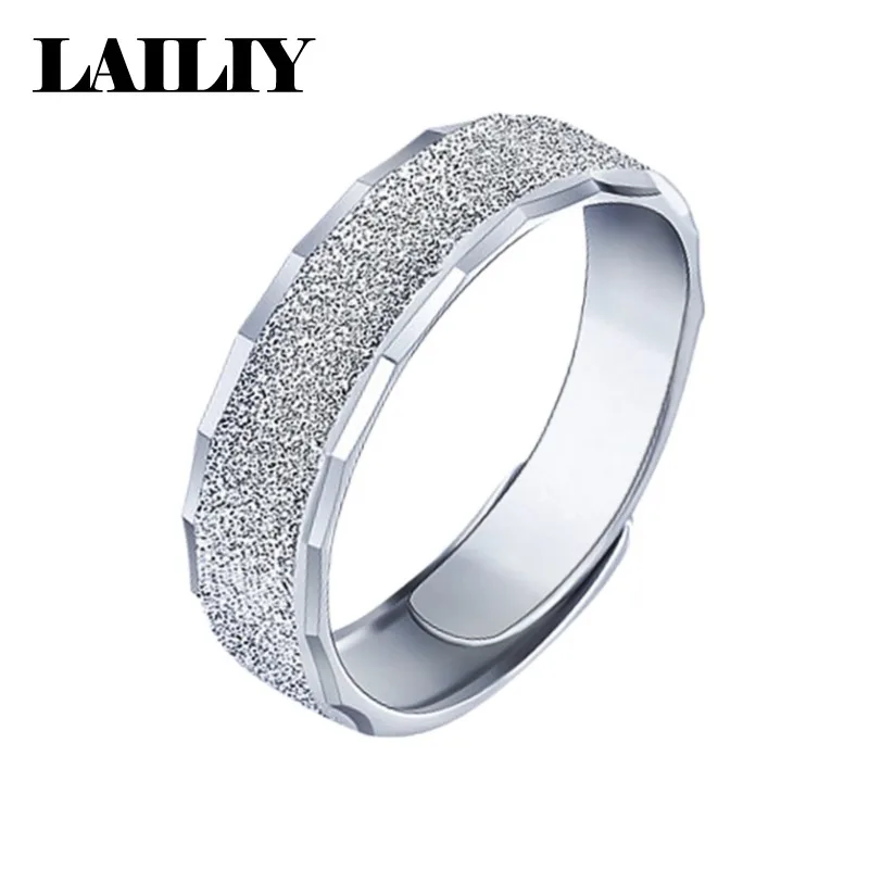 LAILIY 925 Sterling Silver 18K Gold Starry Sky Sandblasted Adjustable Ring For Men Women Fashion Jewelry Engagements Birthdays