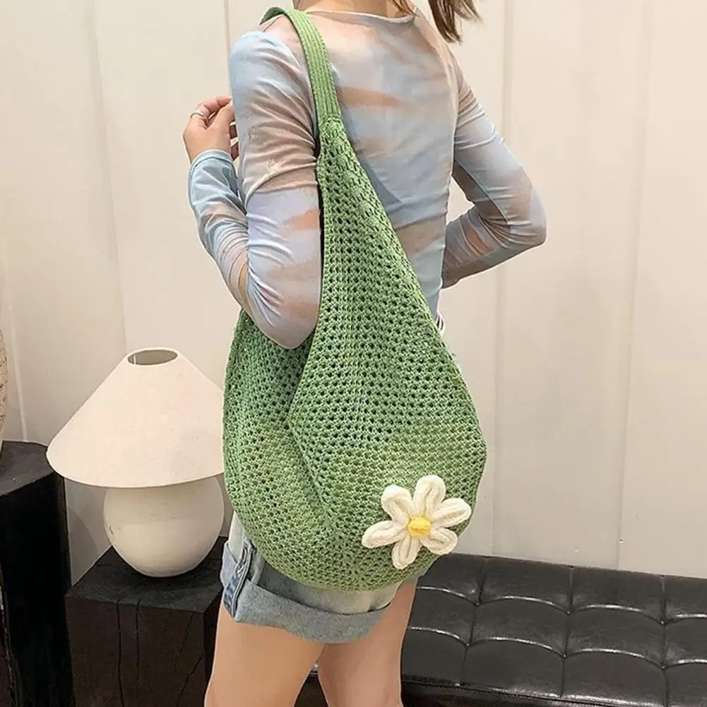 Woven Beach Bag Hollow-Weave Crochet Shoulder Bag Lightweight Boho Tote for Women Summer Holiday Beach Crochet Shoulder Bag 2026