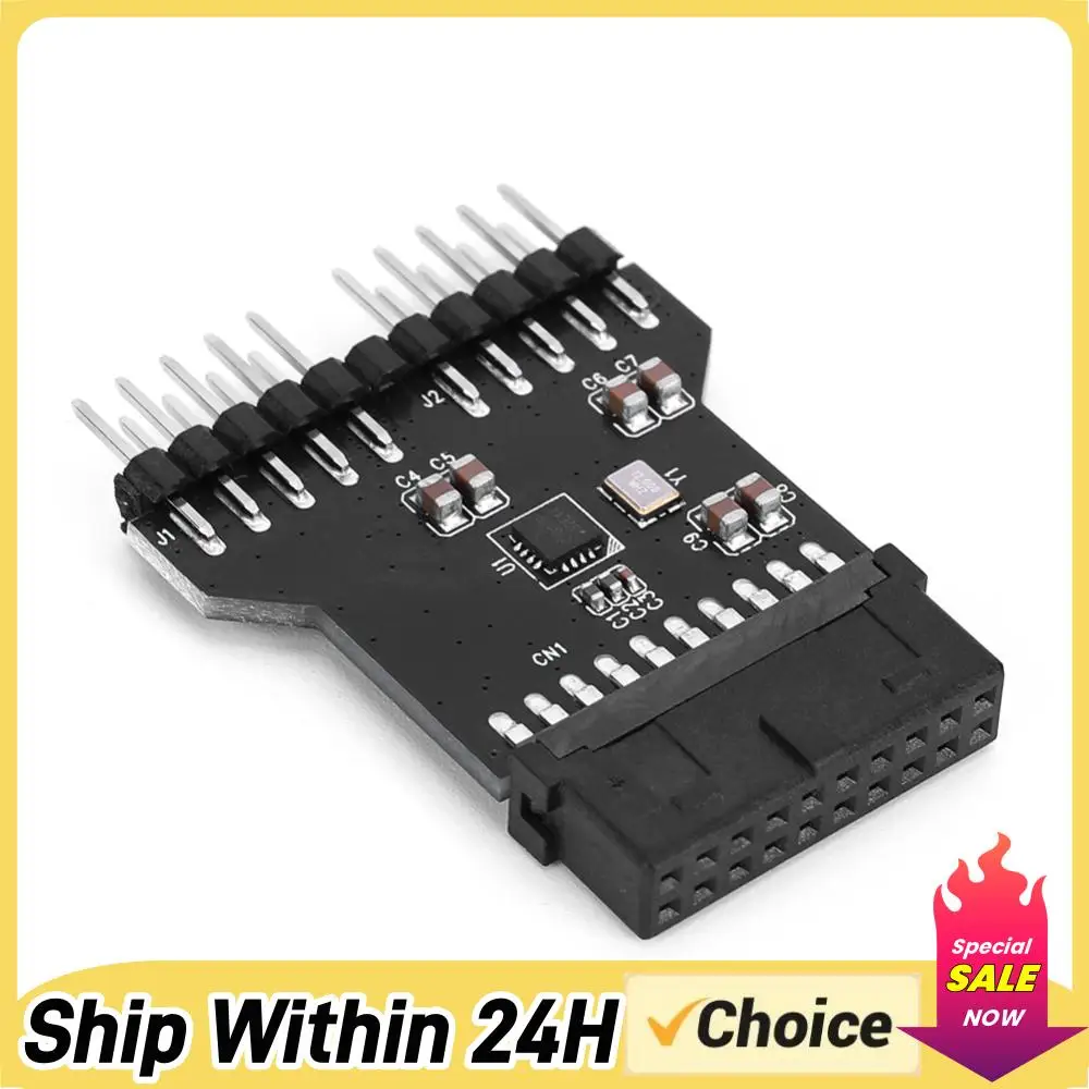 USB 3.0 19PIN To USB 2.0 9PIN Header Splitter Adapter Front Panel Socket Adapter Card for Water Cooling Fan Speed Measurement