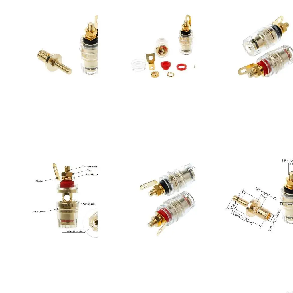 2Pcs 4mm Banana Female Nut Panel Connector 4 mm Banana Socket Binding Post Plug Terminal DIY Adapter