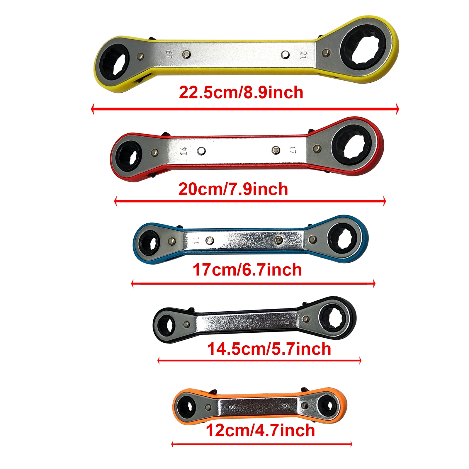 5 Pcs Plum Blossom Wrench Colored Double Headed Extended Metal Metric Imperial Spanner Durable Multifunctional Adjustable Tools