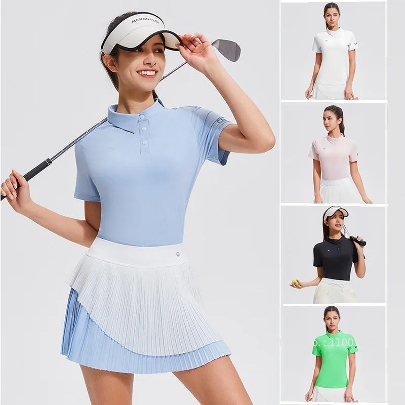

2025 New Golf Women's Top Quick-drying Slim Polo Shirts Ladies Short-sleeved Tennis T-shirt Lapel Summer Sports Casual Jersey