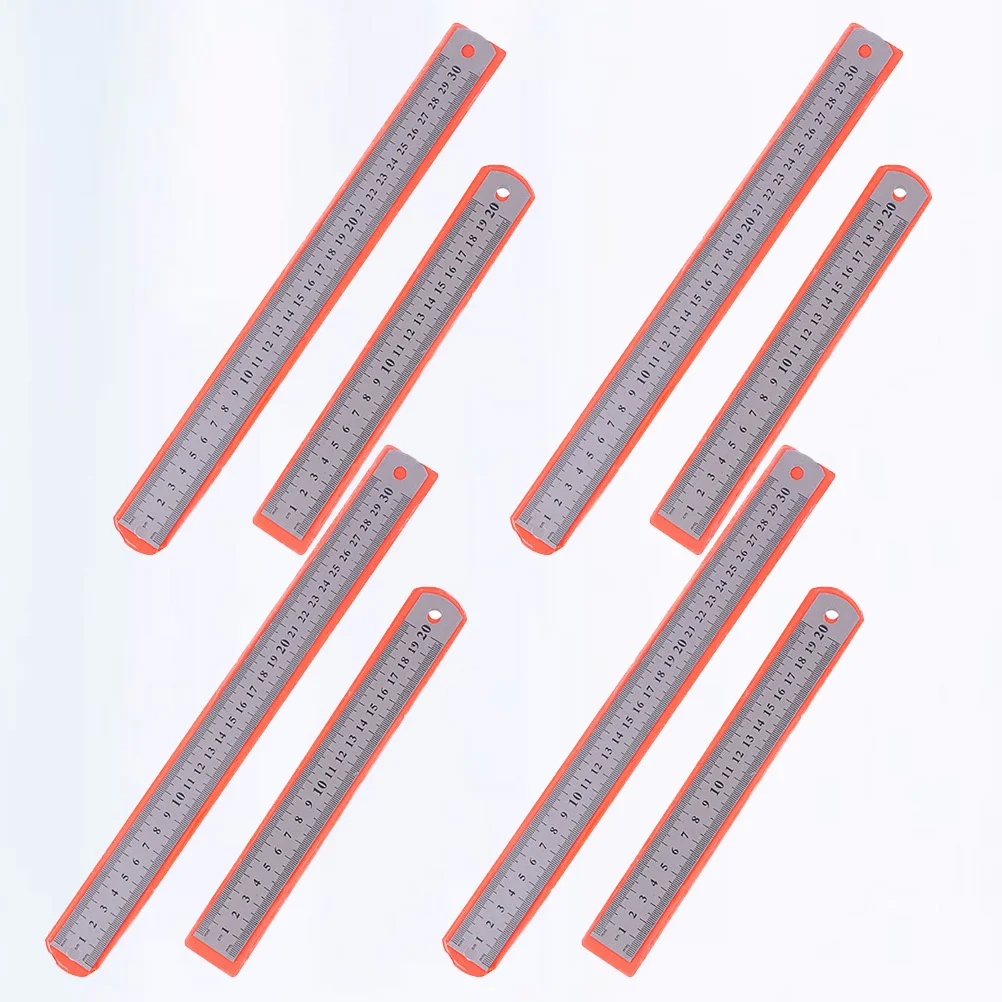 8PCS Edelstahl Gerade Lineal Doppelseitiges Messlineal Briefpapier für Nähen Messung Schule