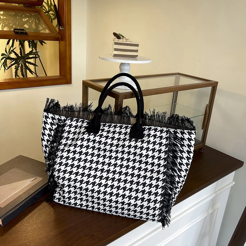 

Нейлоновые швейные сумки на плечо с узором «гусиные лапки», индивидуальные женские сумки, Лидер продаж 2025, стильный дизайн, женские сумки с нитками