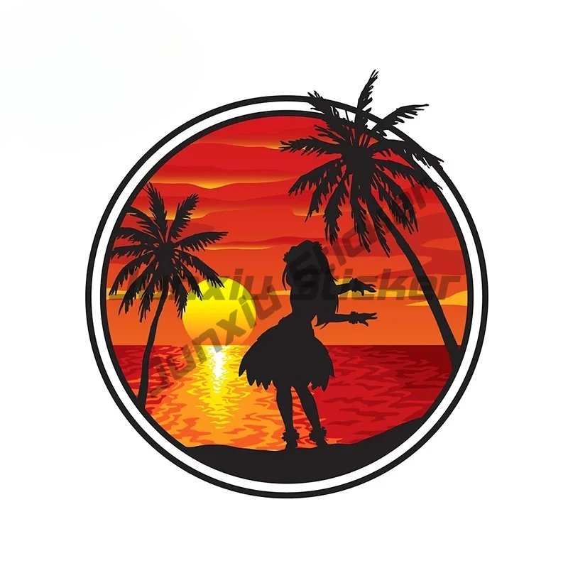 

For Hawaiian Sunset Car Stickers Auto Bumper Window Waterproof Fashion Occlusion Scratch Vinyl Decal