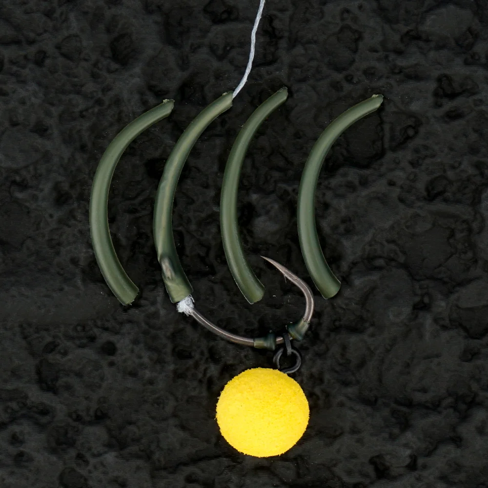 Hirisi 20 piezas accesorios de carpa anzuelo de pesca Kickers vástago curvo gancho línea alineador herramienta pelo carpa aparejo mangas carpa aparejos de pesca