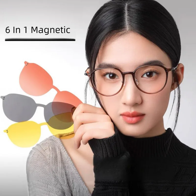 COHK 6 In 1 Custom Magnetic Sunglasses Polarized Lens With Glasses Frame Men Women 2025  Myopia Optical Computer Prescription