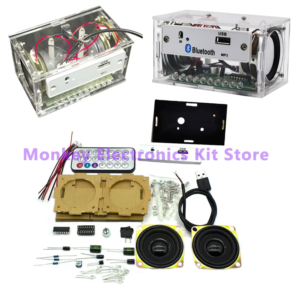 White DIY Bluetooth Speaker Electronic Kit DIY Soldering Project Electronics Kit Teaching Practice Bluetooth Stereo Speaker Kit