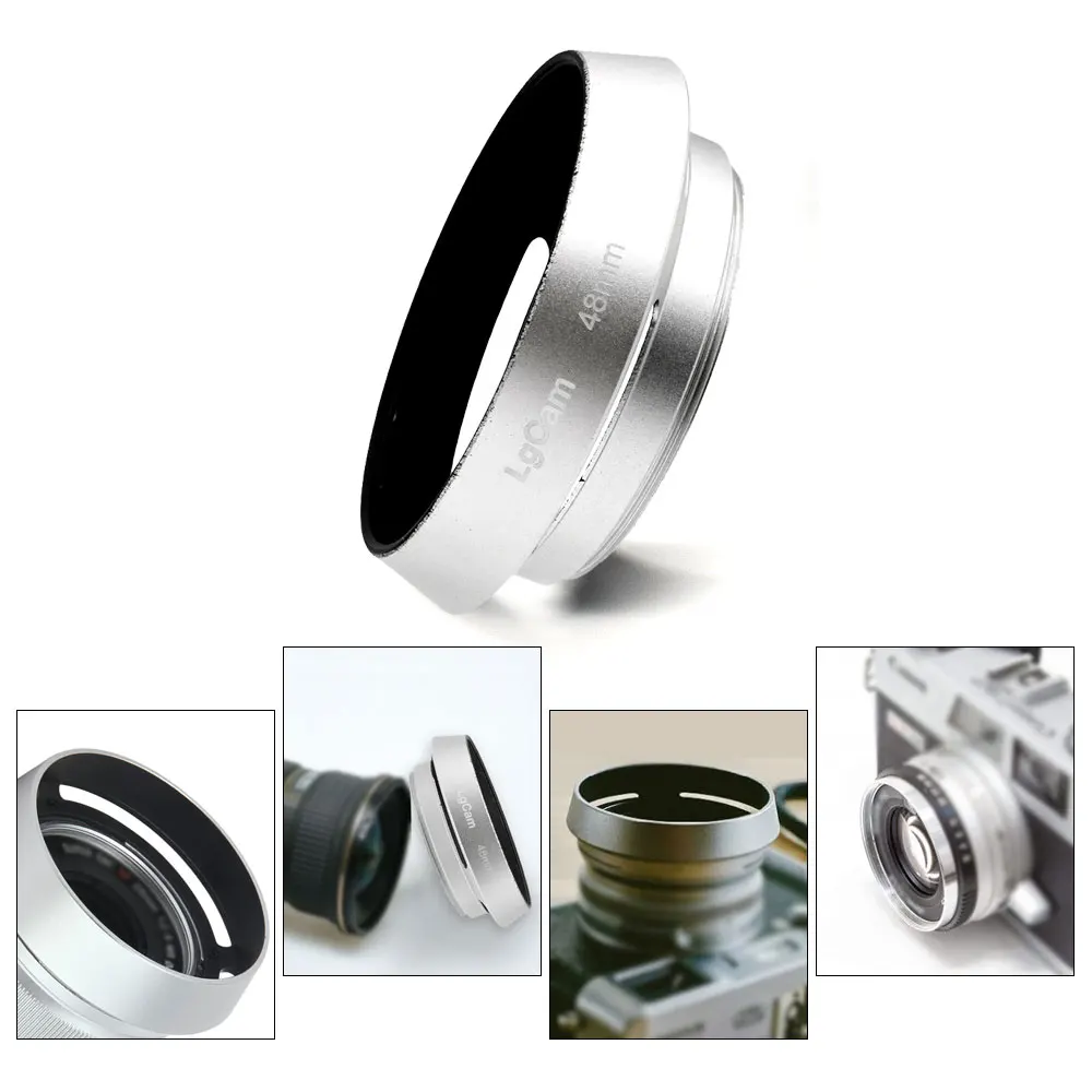 48mm Metal Tilted Vented Lens Hood Shade QL17 GIII R35 F2 F2.8 R50 R28 E48 Replace  Sliver Or Black