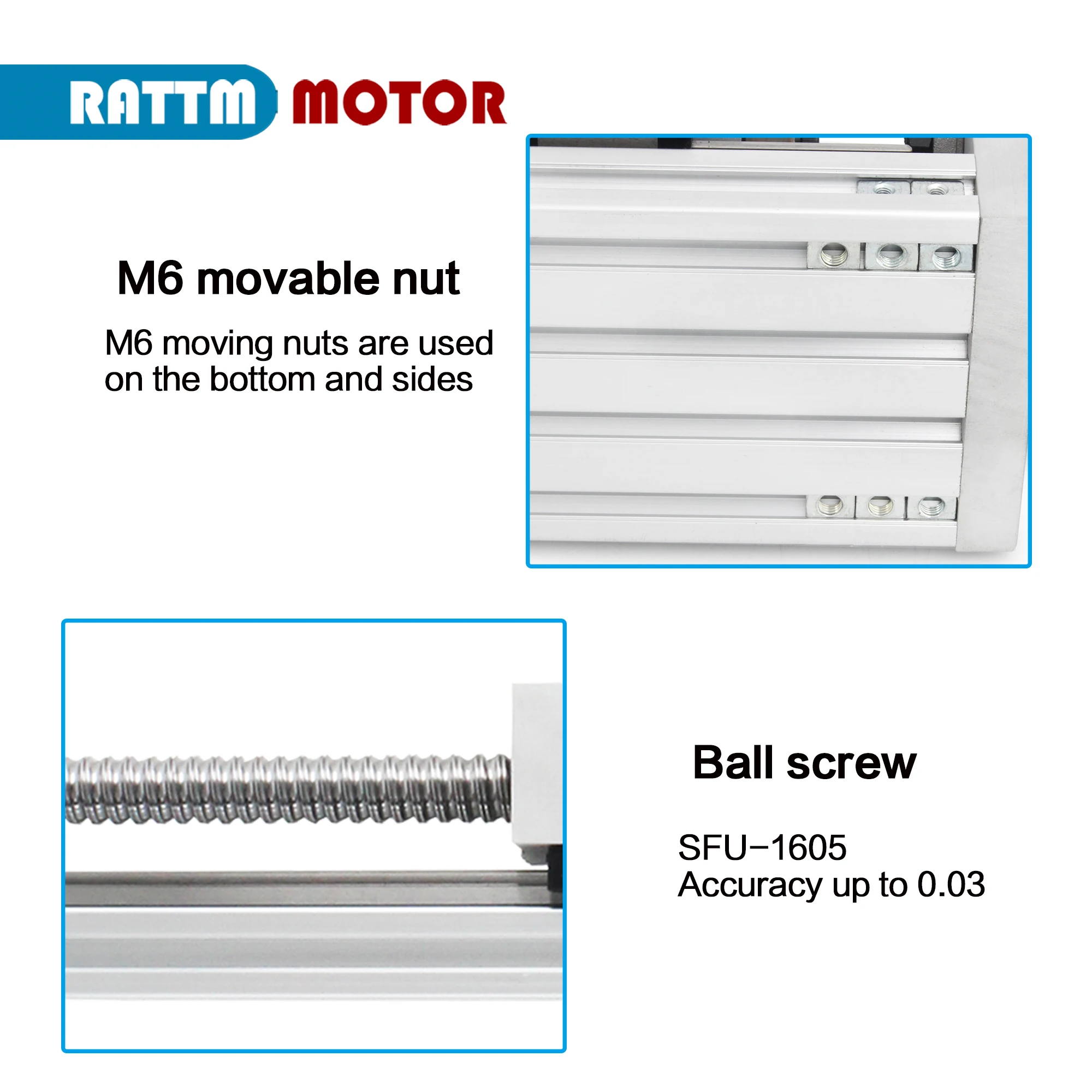 【EU Stock】ZBX80 80mm-600mm Effective Stroke Ballscrew 1605 CNC Linear Rail Guide Motion Table Z Axis+ Nema23 Step Motor