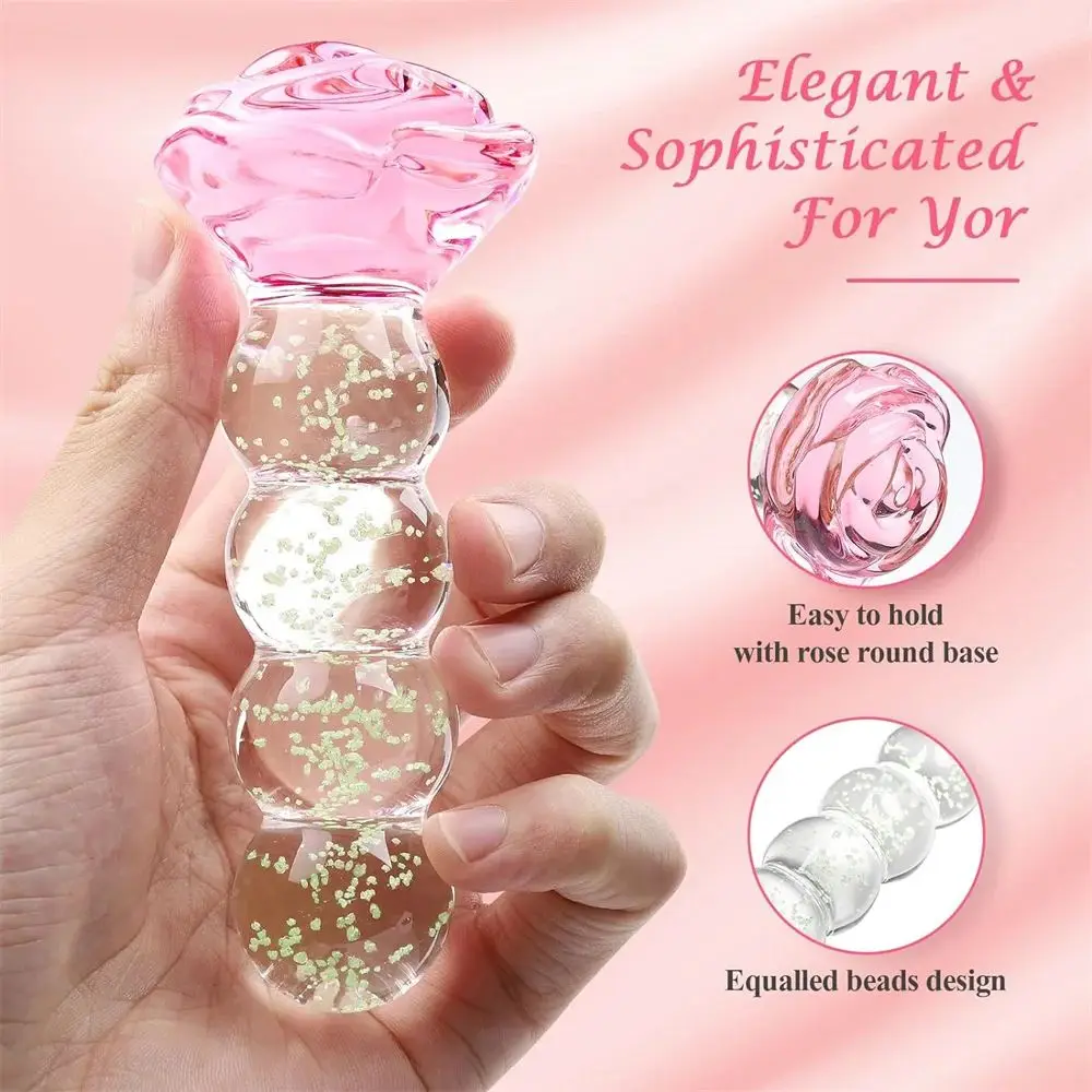 Sex Toys for Adults Rose Glass Butt Plug Back Court Massager Glow in The Dark Anal Trainer Prostate Massager Adult Sex Toys view 2