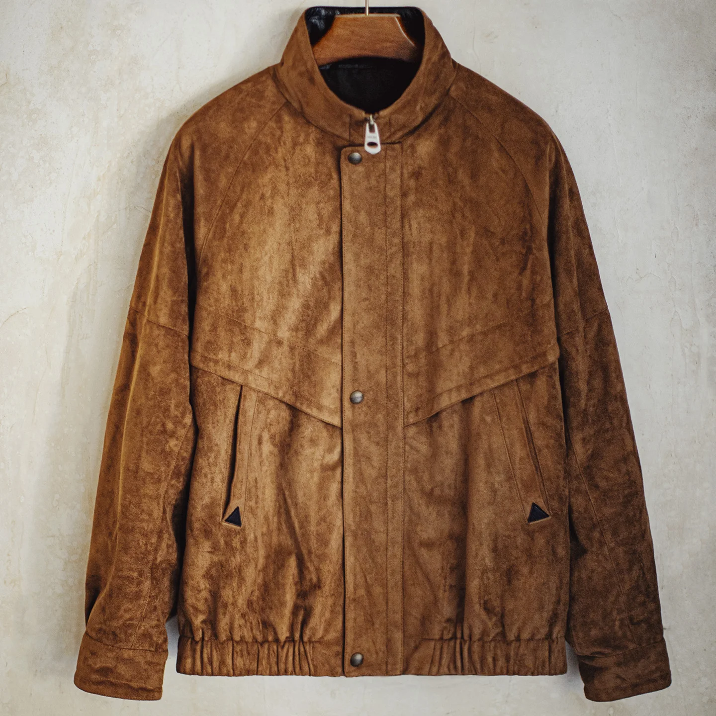 سترة سفاري قصيرة بياقة واقفة من جلد الغزال عتيقة للرجال من Maden مقاومة للرياح معطف دافئ لملابس الشارع للخريف والشتاء #4