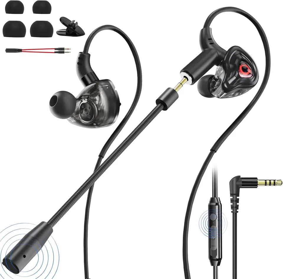 Wired Gaming Earbuds with Microphone for Deep Bass
