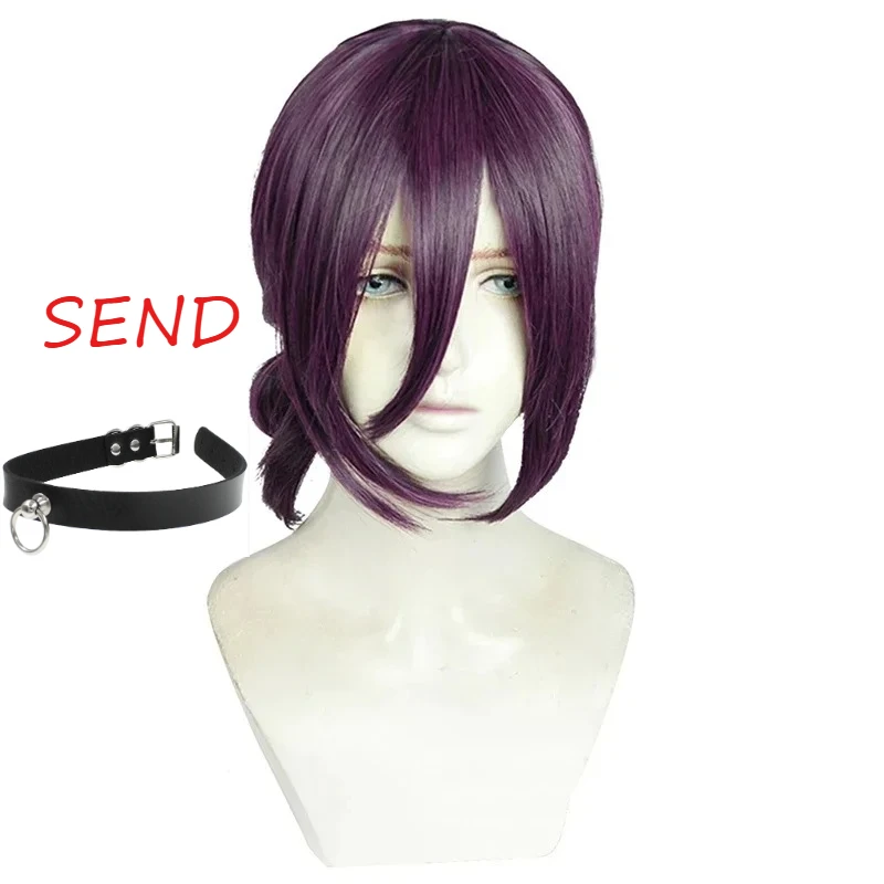 أنيمي Reze شعر مستعار تأثيري 45 سنتيمتر شعر مستعار الأرجواني مع المختنق أنيمي تأثيري حلي النساء Reze الباروكات مقاومة للحرارة الشعر الاصطناعية #1