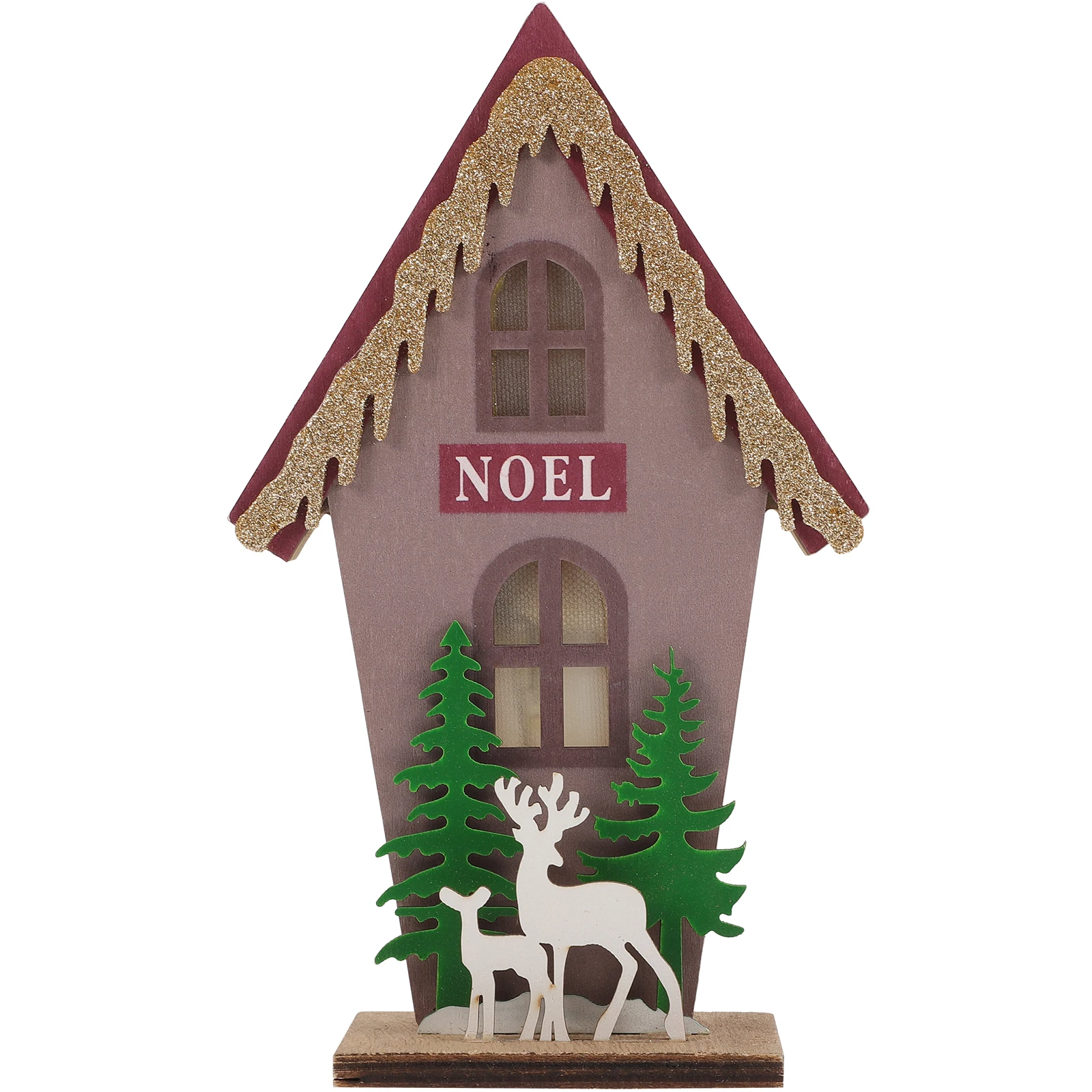 

Wood Lighted Miniature Log Cabin Christmas Cottages Table nament Village House Figurine Desk Wreath Light Up Decor Gift