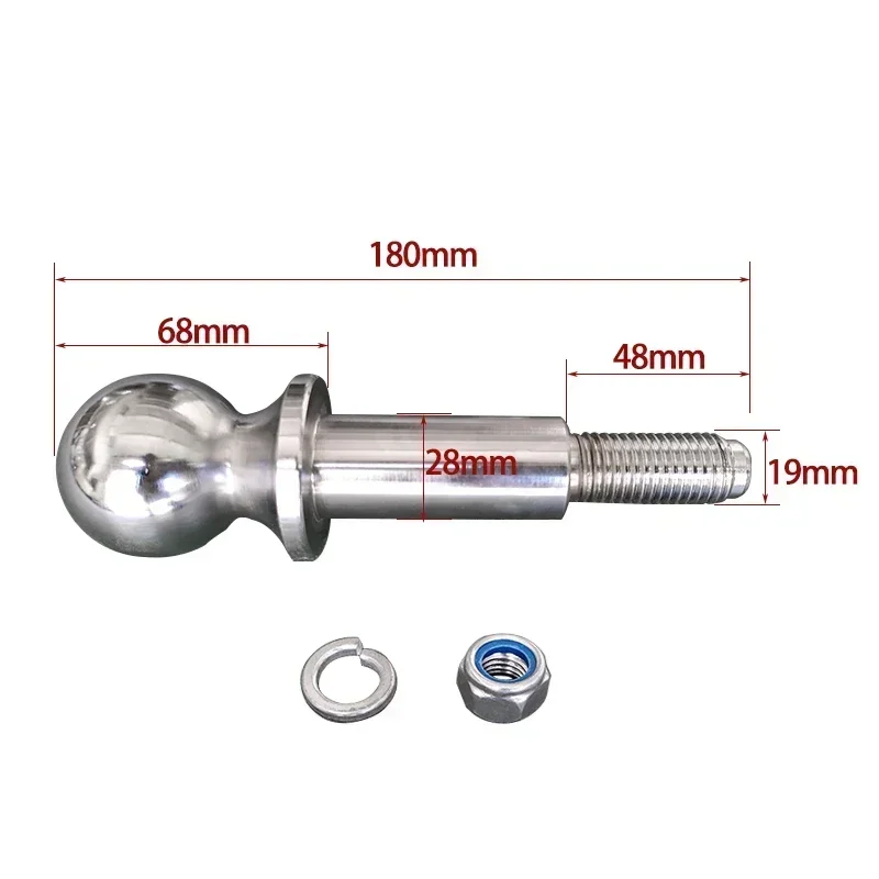 Trailer Hitch Ball 2 Inch 50.8mm 50mm, Extended 75mm Shank, Thickened M25 Thread Tow Ball Towing Accessories