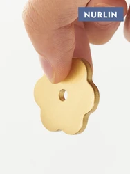 Nurlin Brass 3mm Thickness Furniture Cabinet Wardrobe Handle Knobs Hexapetalous Flower Decorative Base Backplate Black Gold