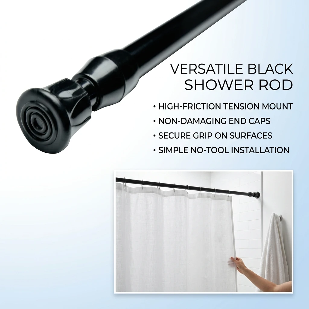 White Painted Telescopic Rods Extendable Curtain Rods And Shower Rods With Exempt Drilling Installation