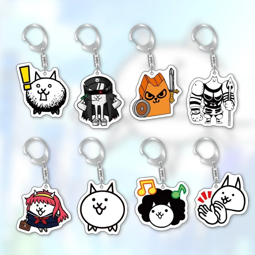 

Diy Custom Battle Cats Acrylic Keychain Keyring Anime Game Peripherals Creative Backpack Pendant Jewelry Friend's Holiday Gifts