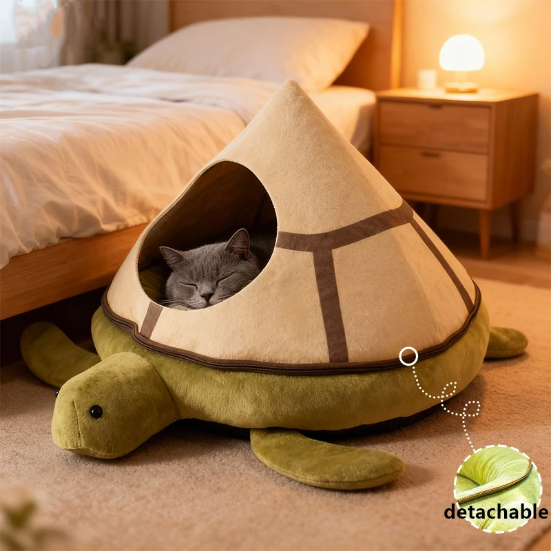 

Crystal Super Soft Cotton Cat Nest Warm in Winter Semi Enclosed Detachable Pet House Easy To Clean Suitable for All Seasons고양이 굴