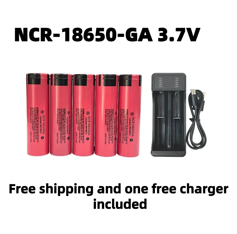 Free shipping18650 battery 2024 100% original NCR18650GA high discharge 3.7V 3500mAh rechargeable battery flashlight flat top