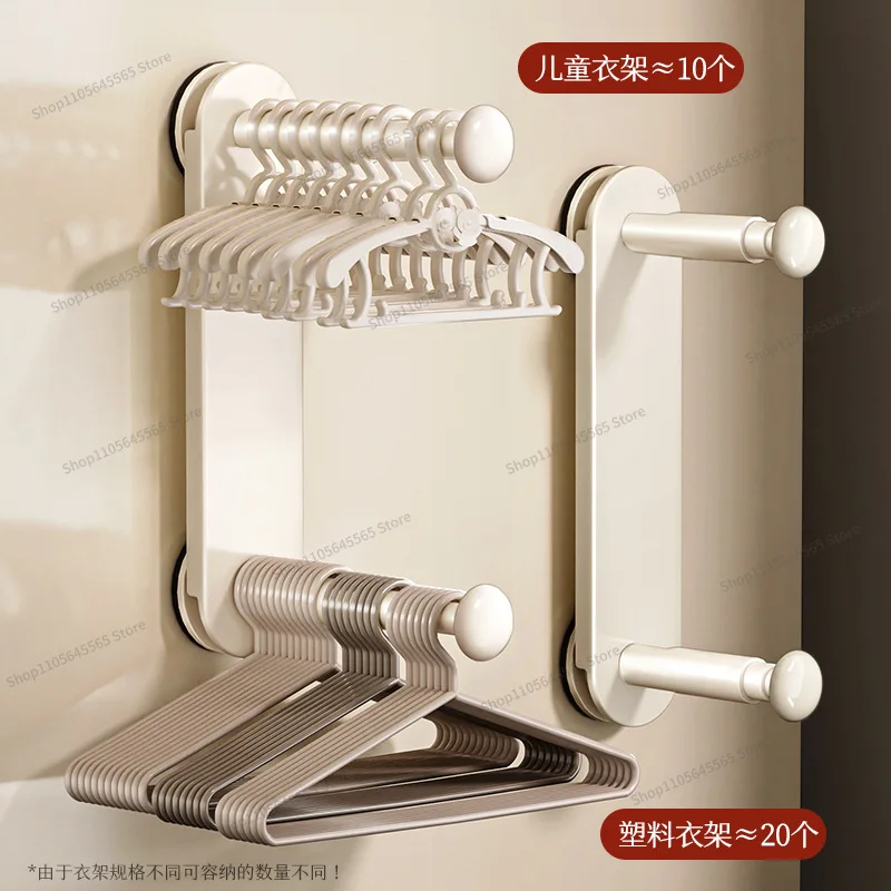 For Balcony Clothes Hanger Storage Device, No Punching, Household Multifunctional Hook, Extendable Clothes Hanger Rack view 3