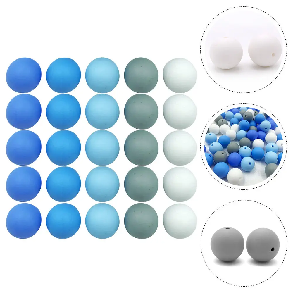 

50pcs Silicone Colored Design For Bracelet Diy Spacer Beads Craft Jewelry Making Handmade Round Loose Beads Charms