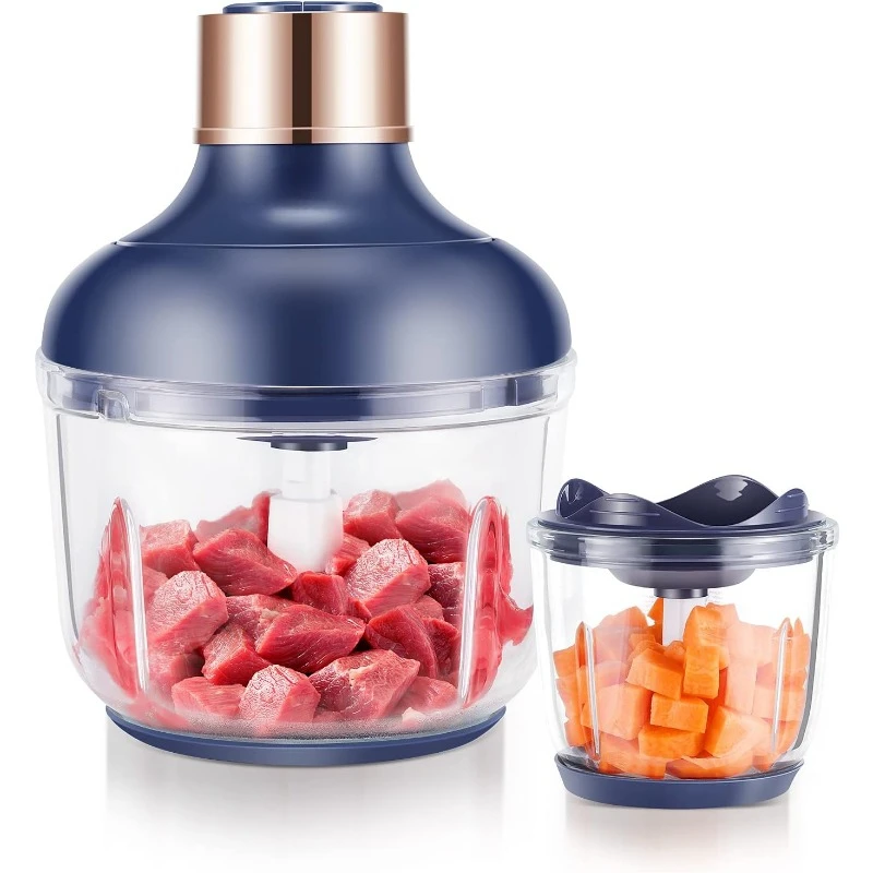 Food Processor, Electric Food Chopper with 2 Glass Bowls (8 Cup+2.5 Cup), 400W Power Grinder