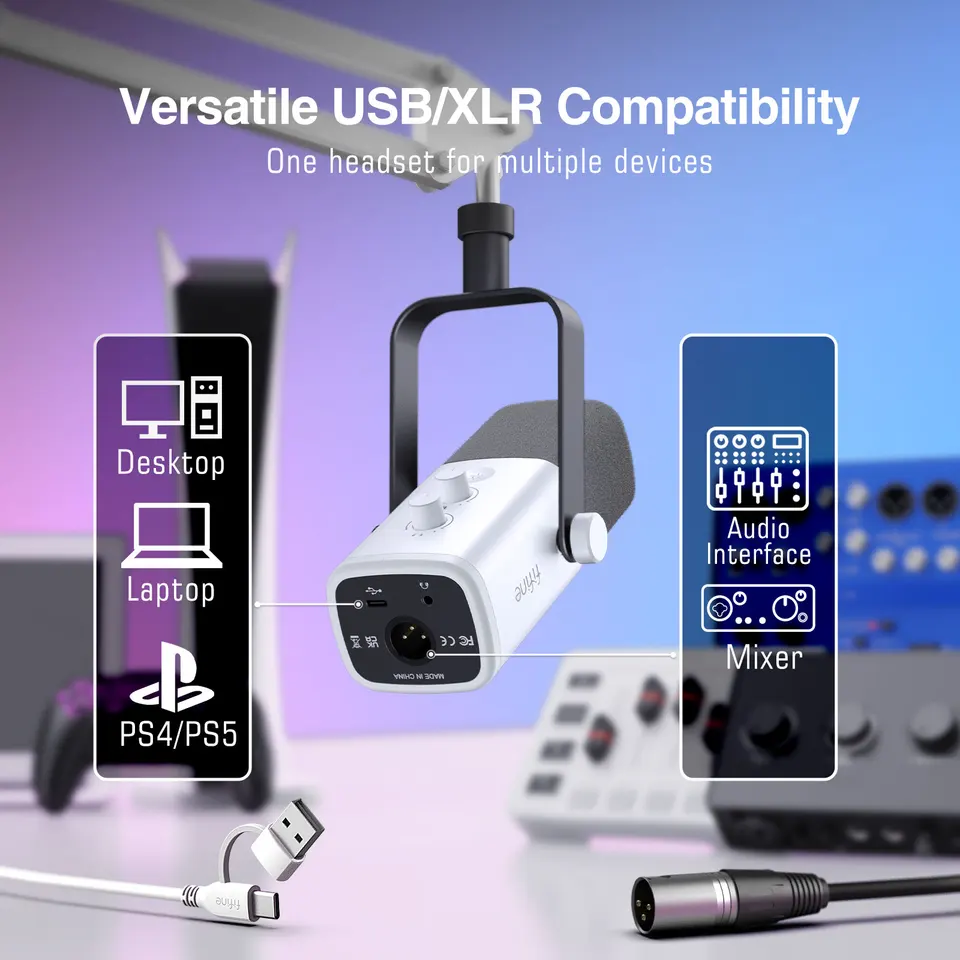 FIFINE USB/XLR ゲーミングマイクキット ヘッドフォンジャック/RGB