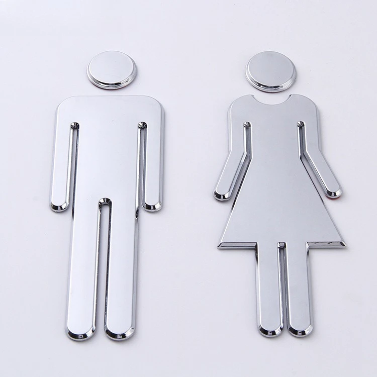 

12cm toilet sign restroom door sign 3D toilet sign ABS Injection molding electroplating