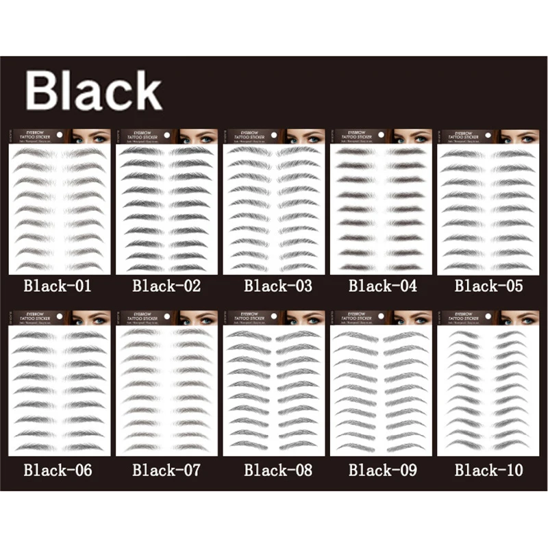 1 Sheet 6D Hair-Like Waterproof Eyebrow Stickers Women Eyebrow Transfers Stickers Grooming Shaping Eyebrow Sticker in Arch Style