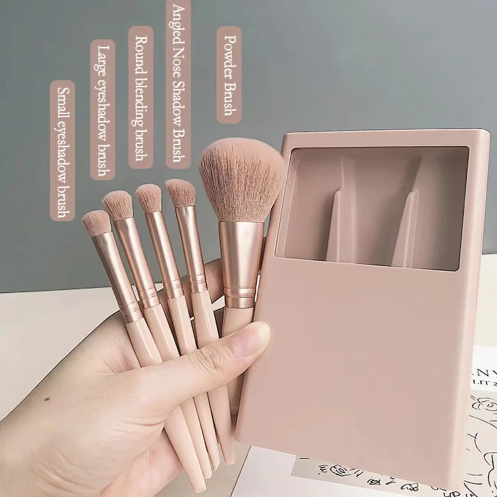 Miroir de Maquillage Portable avec Nom Personnalisé, avec 5 Pièces, Brosse Cosmétique, Boîte Pliable pour Fard à Paupières, Outil de miles