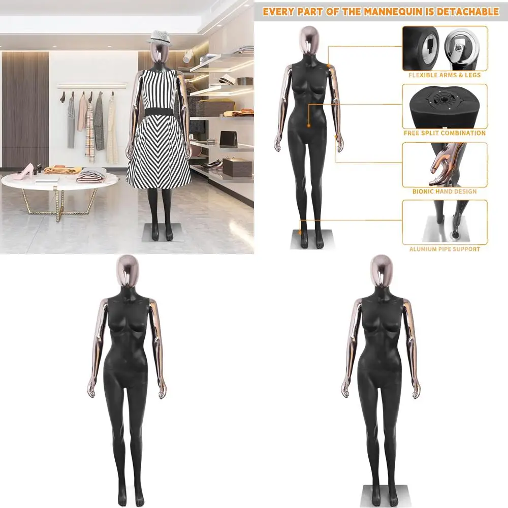 

Регулируемый черный мужской манекен 70 см со съемной головой и металлическим основанием