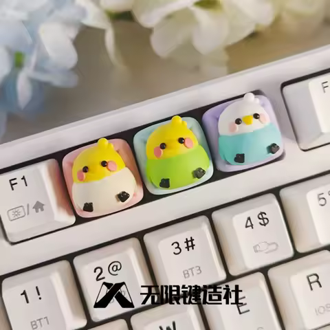 Cute Parrot Artisan Keycap Resin Custom Anime Personalized Keyboard Cap Gaming KeyCap for Mechanical Keyboard Accessories Gifts