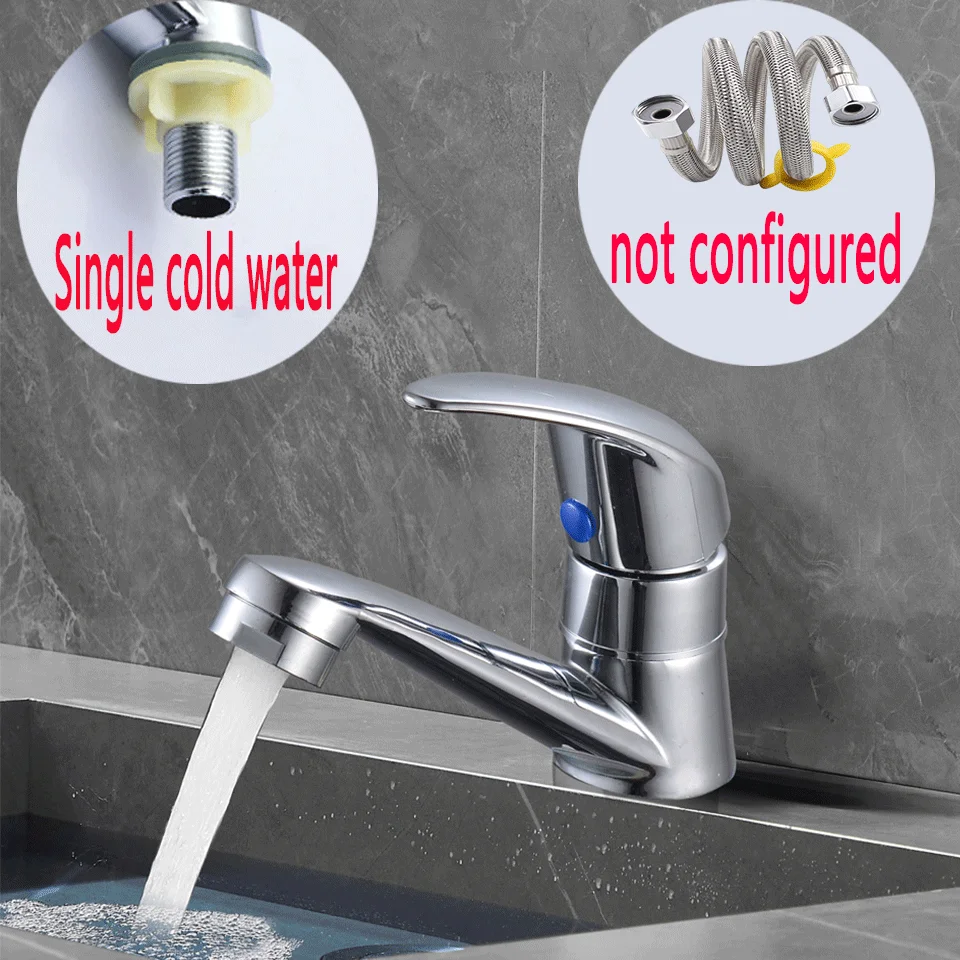 A Piece of Alloy Bathroom Basin Sink Faucet, Single Cold Water Kitchen Faucet, Washbasin Sanitary Ware Faucet