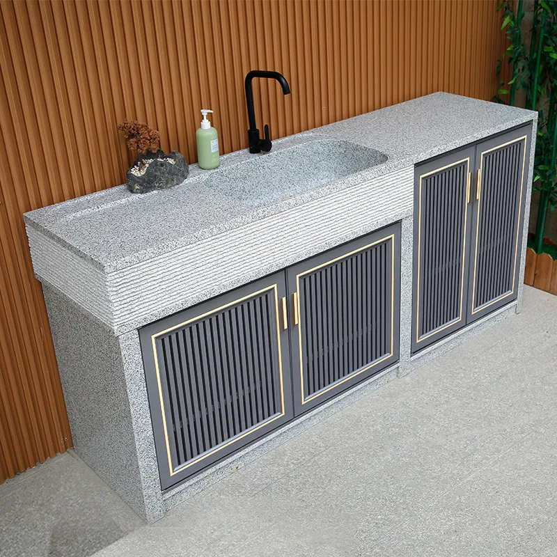 Outdoor Courtyard BBQ Marble Laundry Pool Natural Granite Integrated Console