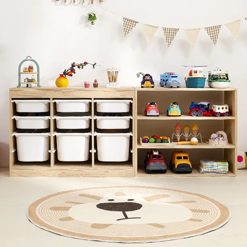 Solid wood teaching aid cabinet learning storage rack
