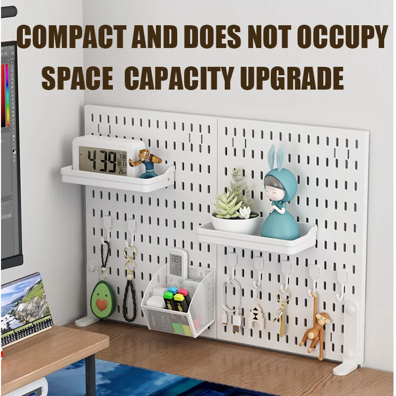 Pegboard Wall Shelf Rack Punch-Free Multi-functional Wall Hanging for Kitchen Bedroom Plastic No-Drilling Hole Board Organizer