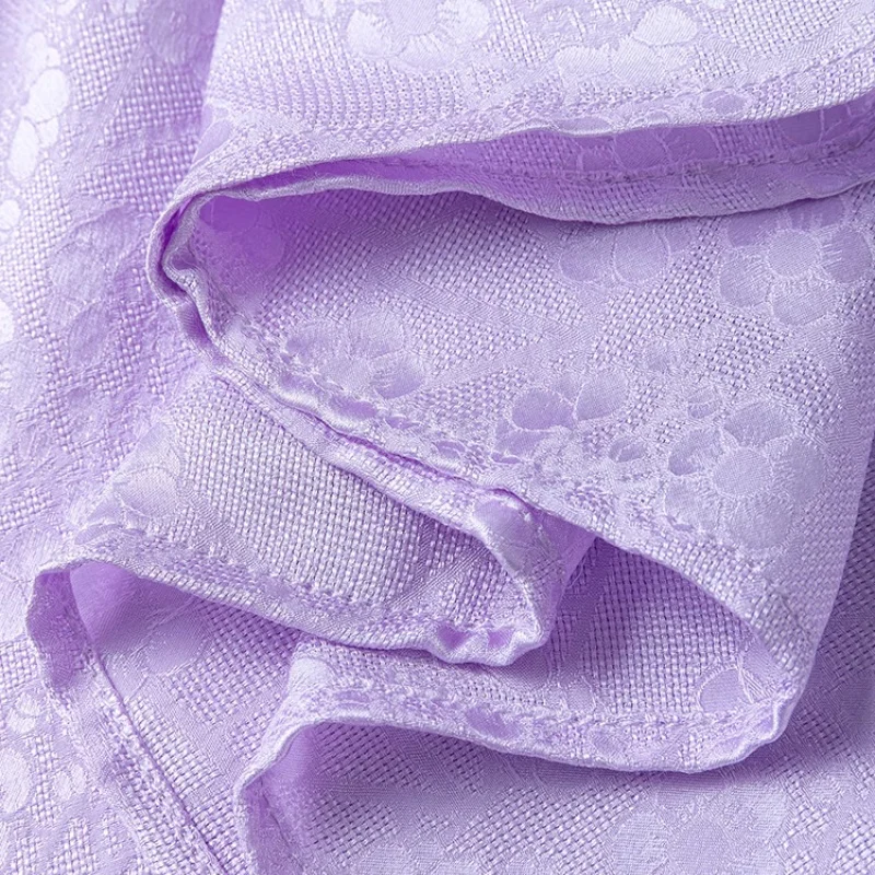 Birdtree verão 18mm 100% seda amoreira roxo camiseta, feminino jacquard lanterna manga o pescoço sólido camisa solta, 2025 novo t56017jf