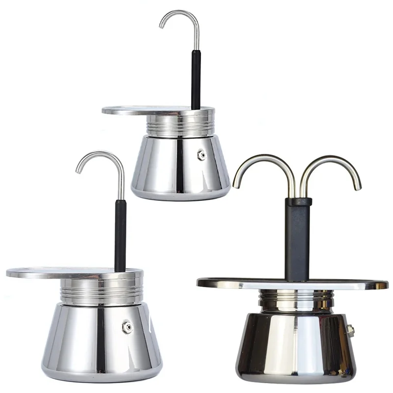 

Italian Coffee Pot, 304 Stainless Steel, Single/Double Tube, Easy to Operate & Quick Cleanup, 1/2/4 Cups Capacity Coffee Maker