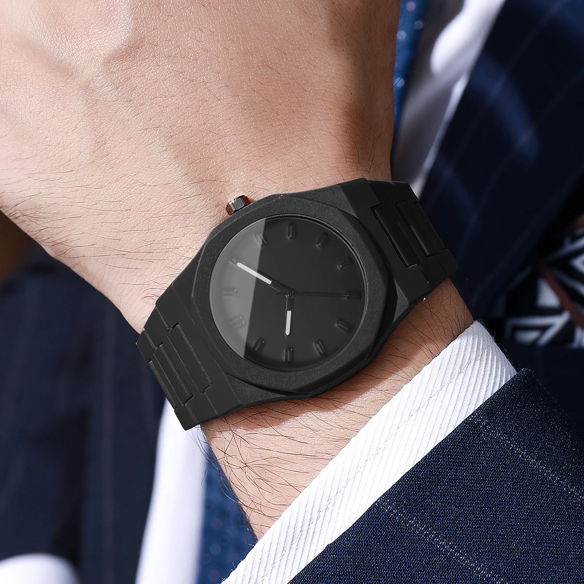 1/3PCS Fashion Plastic Band Men Quartz Wristwatches Set Man Business Simple Dial Watch Reloj Hombre（Without Box）