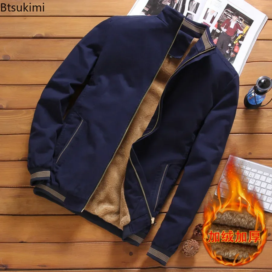 Plus Size 4XL 5XL Autumn Winter Men's Bomber Jackets Casual Male Outwear Fleece Thick Warm Windbreaker Jacket Mens Warm Coats